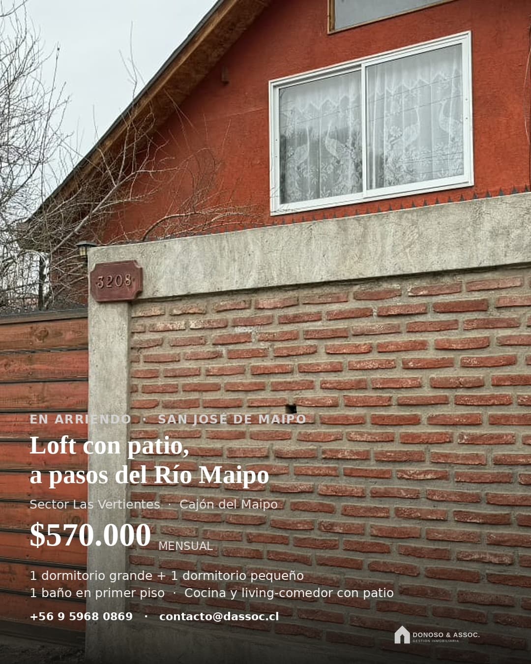 Loft con patio en Los Acacios, San José de Maipo